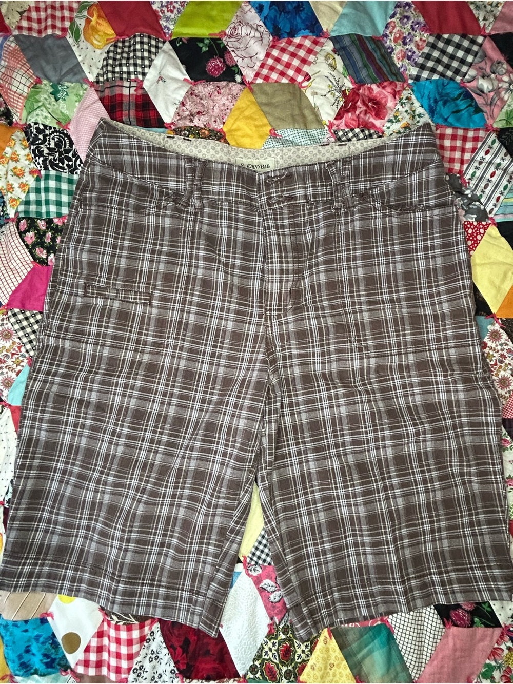 St John’s Bay Women’s Brown Plaid Bermuda Shorts